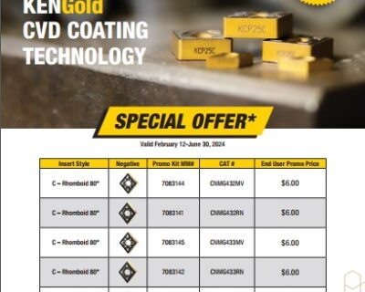 Kennametal New Insert KCP25C Promo – expires 6/30/24