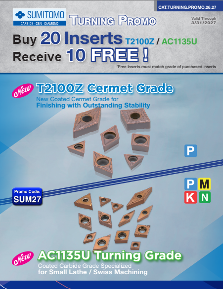Sumitomo Turning Promo – expires 3/31/27