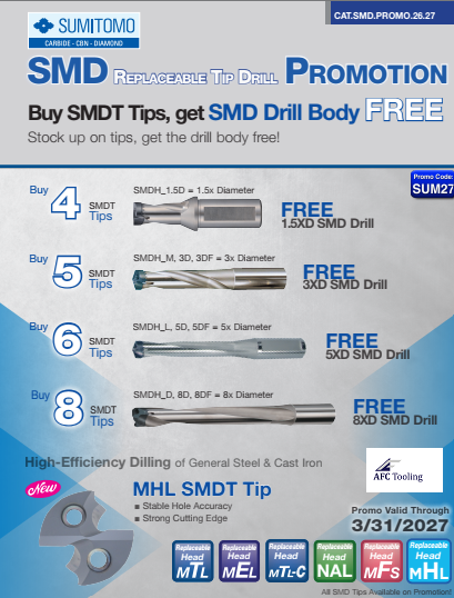 Sumitomo Replaceable Tip Drill Promo – expires 3/31/27