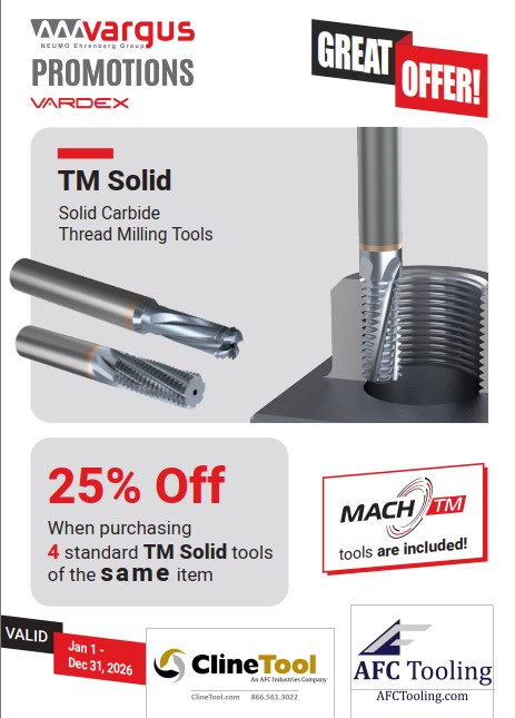 Vardex TM Solid Carbide Thread Milling Promotion (expires 12/31/26)